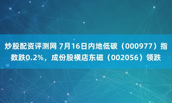 炒股配资评测网 7月16日内地低碳（000977）指数跌0.2%，成份股横店东磁（002056）领跌